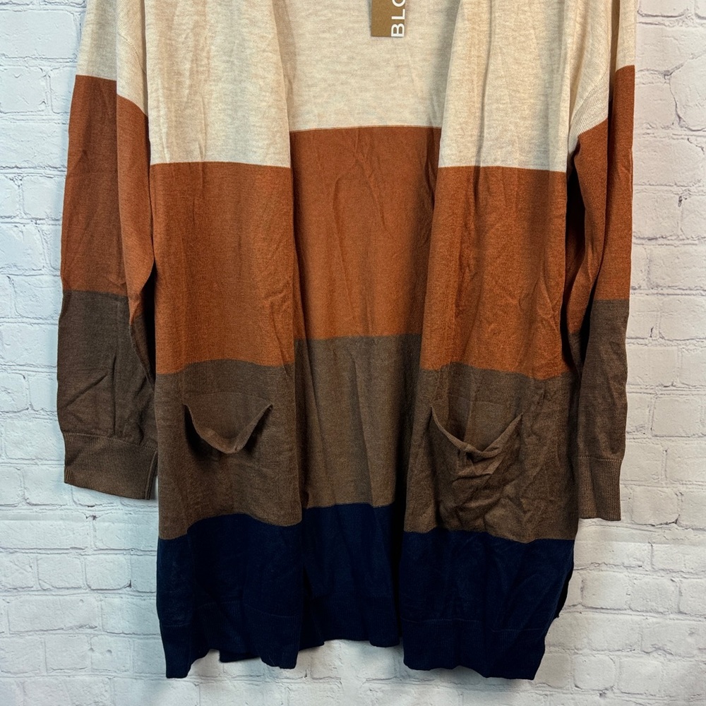 BloomChic Multicolor Striped Open Front Cardigan Size Large - Picture 6 of 7